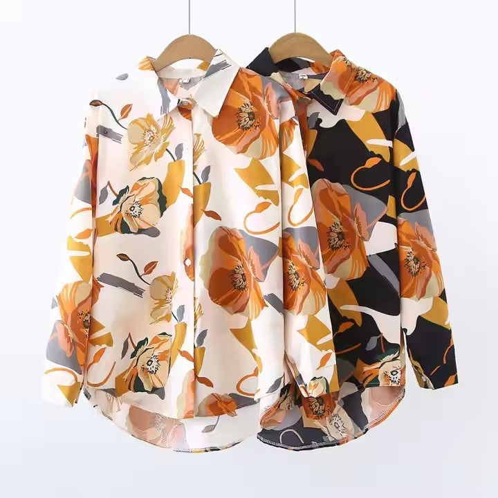 Women Long Sleeve Digital Print Shirt