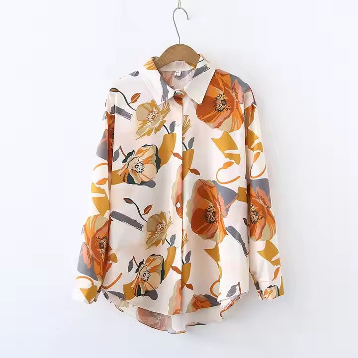 Women Long Sleeve Digital Print Shirt